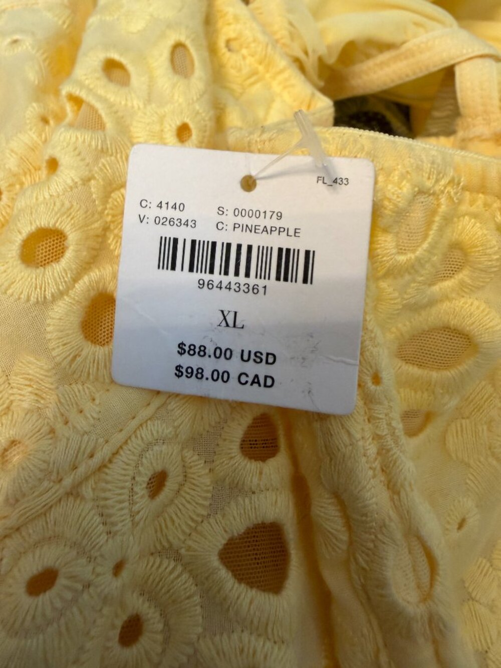 By Anthropologie Eyelet Ruffle Crop Top Bustier in Pineapple Yellow XL NWT - Picture 13 of 14